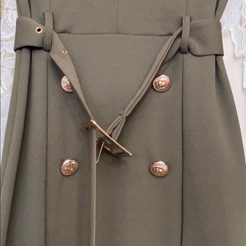 Olive Green Office Dress - Picture 3 of 4